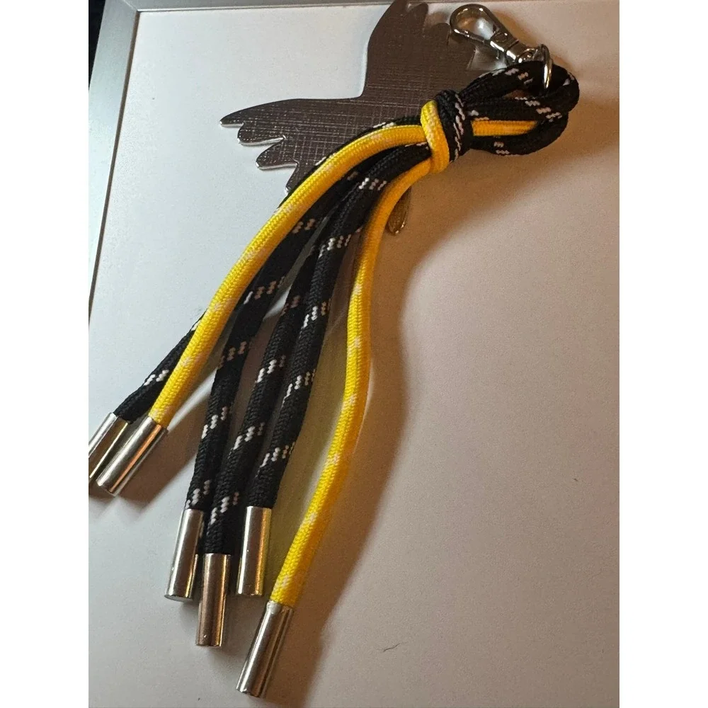 Yellow Farfalle Pasta Enamel Charm Keychain Paracord Tassel‎ Foodie Accessory